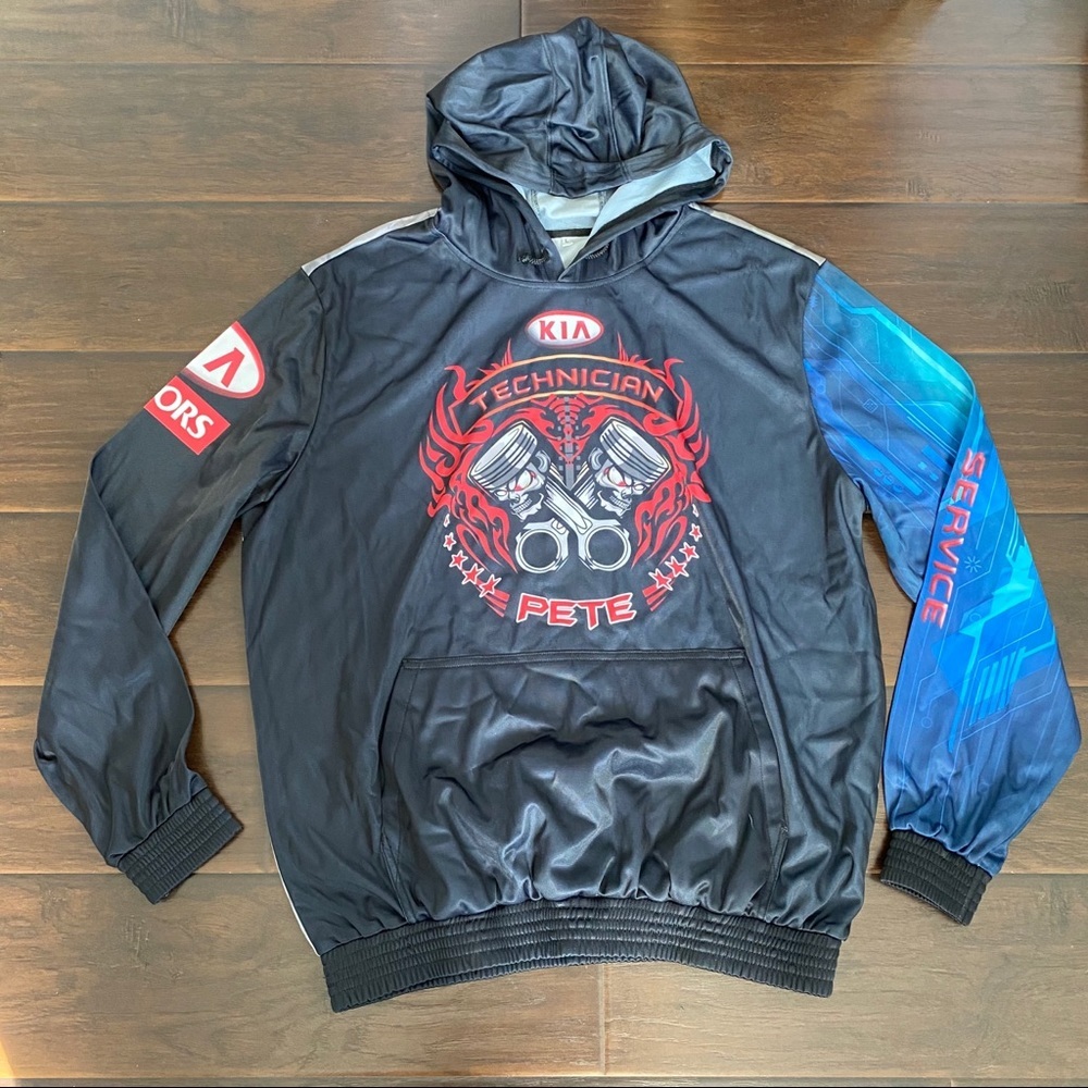 Kia men’s long sleeve pullover graphic hoodie Sz L